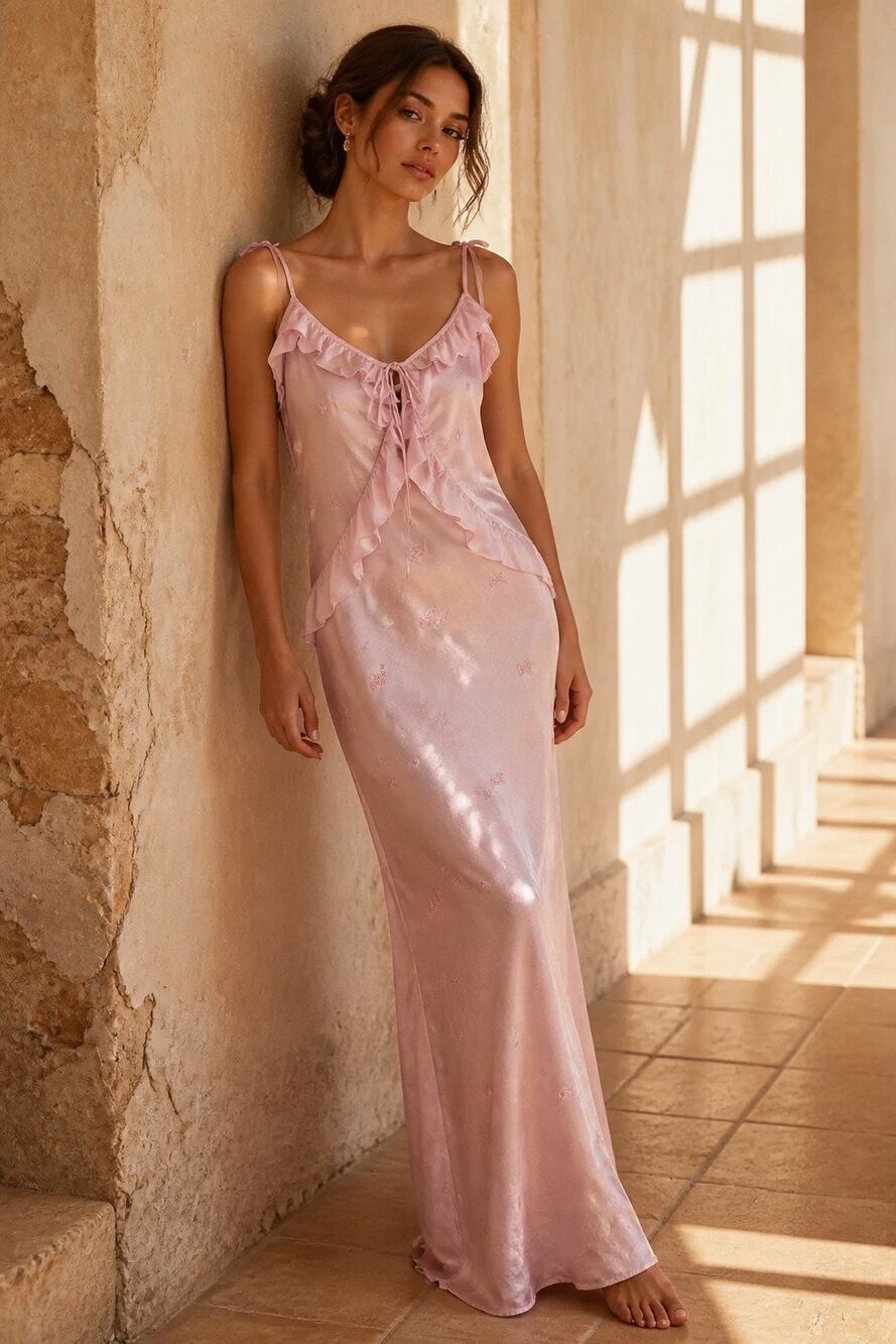 Wild Fable Satin Ruffle Embroidered Babydoll Fairy Dress Womens XS Party Prom